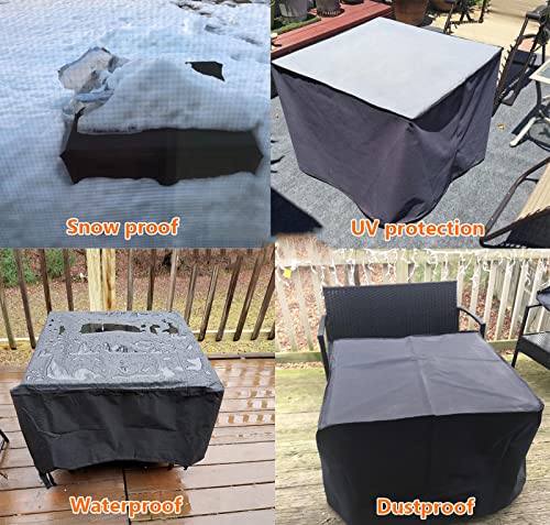 WOMACO Heavy Duty Patio Table Cover, Gas Firepit Cover Waterproof Outdoor Furniture Cover (31" x 31" x 24", Black)
