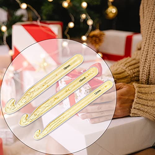 Plastic Crochet Hooks 3 pcs Large Sizes Long Crochet Needles Set QLRFFLJOY 12mm 15mm 18mm Crochet Hook DIY Yarn Weaving Tool for Knitting Blanket, Shawl and Carpet