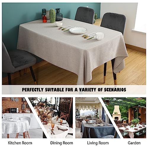 SEASHORE TREE Rectangle Tablecloth Water and Wrinkle Resistant Washable Faux Linen Table Cloth Decorative Fabric Table Cover for Kitchen Dining Party Buffet Wedding Camping(55 x 95, Taupe Gray)