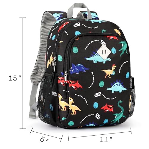 STEAMEDBUN Kids Backpack for Boys 4-6: Boys Backpack - Toddler Preschool Backpack - Dinosaur Backpack for Kids Black