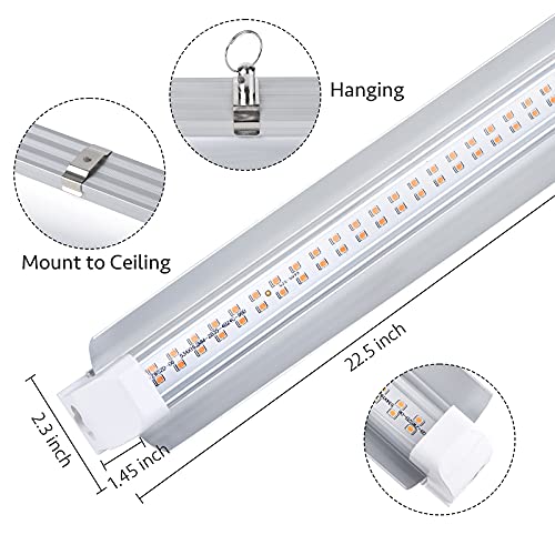 Grow Light, 2ft T8,100W(4 x 25W, 600W Equivalent), Super Bright, Full Spectrum Sunlight Plant Light, LED Grow Light Strips, Grow Lights for Indoor Plants,Greenhouse,4-Pack