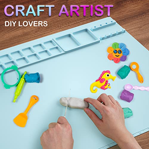 Silicone Craft Mat, 20"x16" Silicone Painting Mat with Cup, Nonstick Silicone Sheet for Resin Jewelry Casting, Creator Silicone Mat for Art, DIY, Drawing, Clay and Play Doh