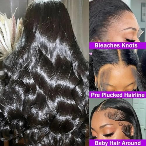 220 Density Lace Front Wigs Human Hair 13x6 Body Wave Lace Front Wigs Human Hair Pre Plucked HD Frontal Wigs for Black Women Glueless Wigs Human Hair Natural Hairline 20 Inch