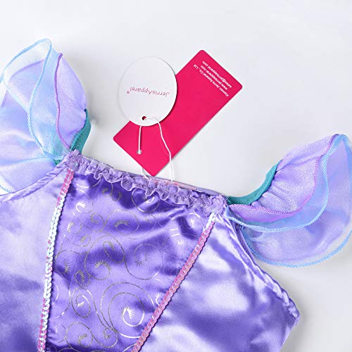 JerrisApparel Girls Princess Mermaid Costume Cosplay Party Dress (2T, Purple with Accessories)