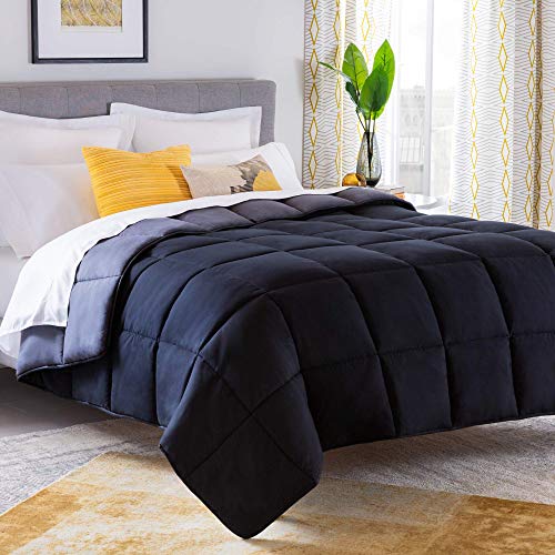 LINENSPA Reversible Down Alternative Comforter and Duvet Insert - All-Season Comforter - Box Stitched Comforter - Bedding for Kids, Teens, and Adults – Black/Graphite - California King