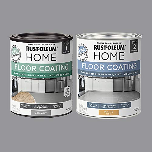 Rust-Oleum 367592 Home Interior Floor Coating Kit, Matte Aged Gray 32 Fl Oz (Pack of 2)