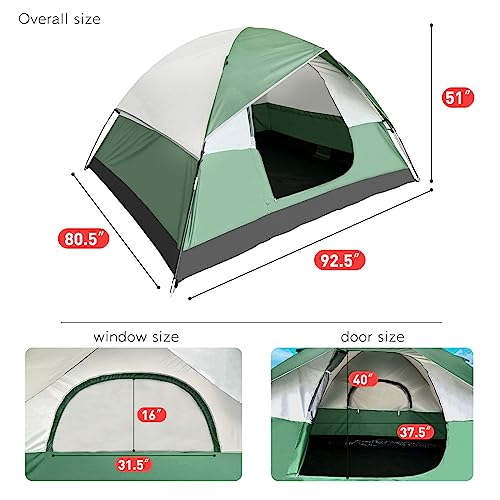 Suzhi 6/8 Person Tents for Camping Waterproof, 8 Man Tent 2 Room Tents for Camping Family Camping Tents Tall Tents Two Sides Large Mesh Windows, 2 Wider Doors, Portable with Carry Bag