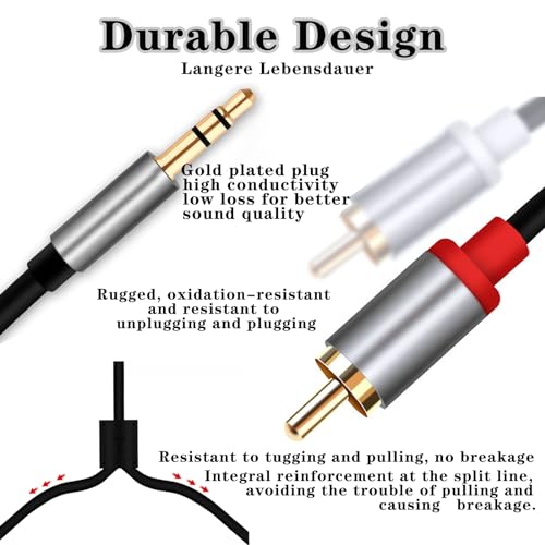 tsrqponmlkjlh RCA to 3.5mm Audio Cable 10FT 2RCA to Y Splitter Aux for Computer Cell Phone Audio Connection