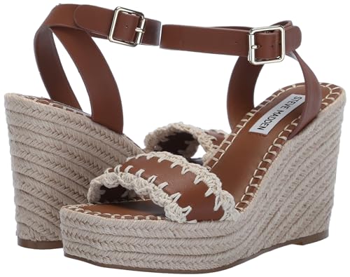 Steve Madden Women's Undone Wedge Sandal, Cognac Multi, 11