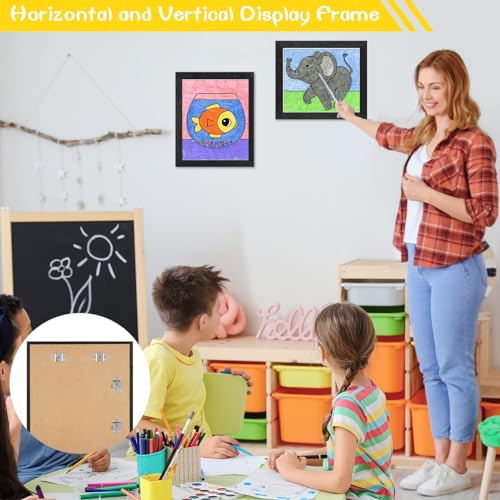 6 Pack Kids Art Frames Brown, 10x12.5 Child Artwork Display Frame Without Mat Changeable Front Opening, 8.5x11 Frame With Mat, Children Storage Frame Hold 50pcs Craft, Drawing, Art Project, Schoolwork