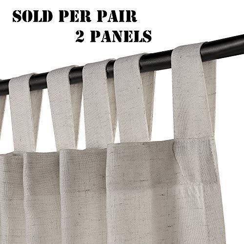H.VERSAILTEX Linen Curtains Linen Blended Curtains Tab Top Window Treatments Panels Drapes for Living Room Bedroom, Elegant Energy Efficient Light Filtering Curtains (Set of 2, 52" x 96", Stone Blue)