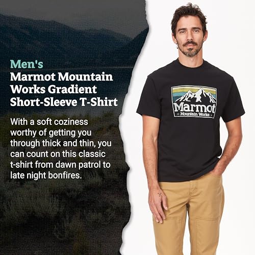 MARMOT Men's MMW Gradient Short Sleeve Tee, Black, Small