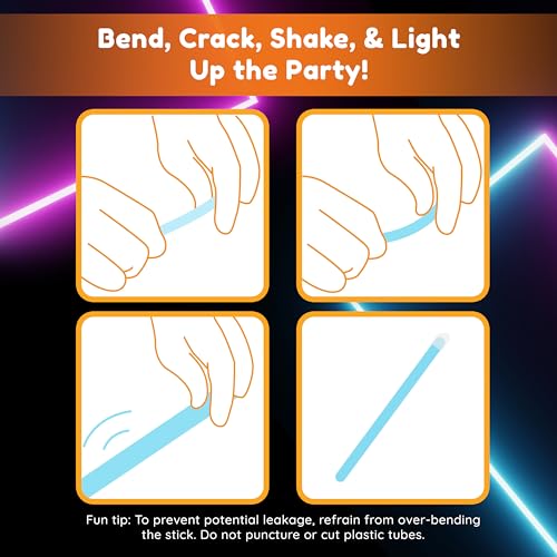 Glow Fever Glow in The Dark Sticks - 100 ct 6" Glow Sticks Bulk Party Pack with End Caps & Lanyards - Glow Party Favors for Concert, Festival, & Wedding - Neon Light Sticks, Blue