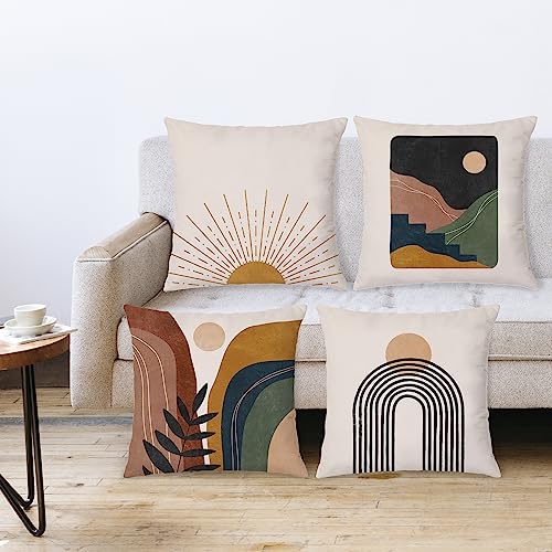 Udinaz Boho Decorative Pillow Covers 18 x 18 Set of 4- Boho Decor for Living Room Bedroom Home,Boho Pillow Cases,Boho Pillow Shams,Decorative Pillows for Couch Boho