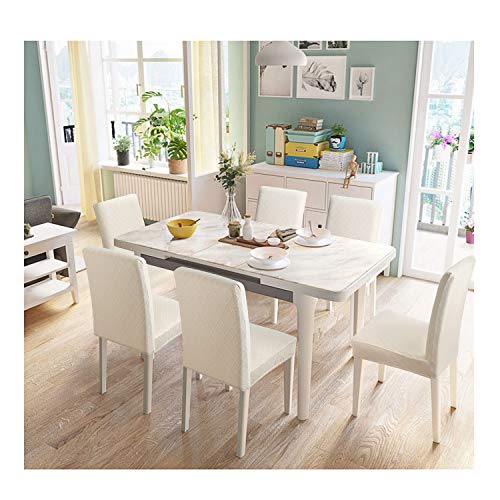 YISUN Dining Chair Covers Set of 4, Stretch Printed Flower Dining Chair Cover, Parsons Chair Covers Removable Washable Chair Slipcover Protector for Dining Room, Kitchen, Ceremony (Leaf Pattern1)