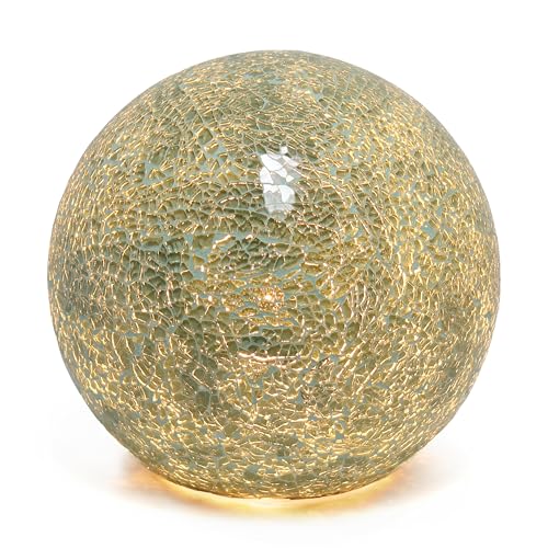 Simple Designs LT3302-SGE 8" Contemporary 1 Light Mosaic Stone Ball Table Lamp for Study, Living Room, Bedroom, Entryway, Sage Green