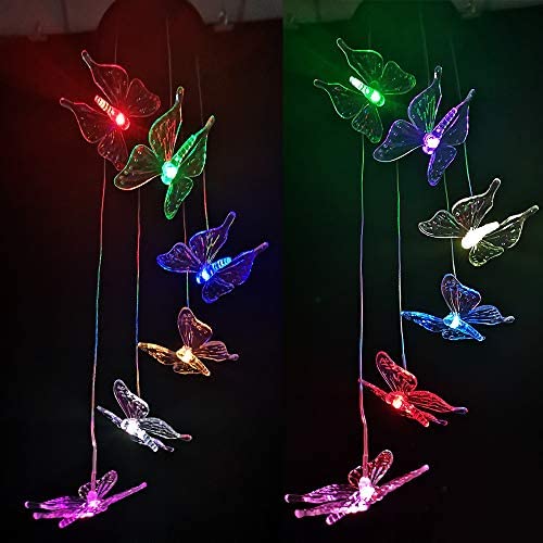 2023 Mother Butterfly Yard Decor Lights,Solar Butterfly Chimes,Gifts for mom/dad/Women/Grandma/Wife/Daughter/Sister/Aunt/Grandfather,Birthday Gifts Outdoor Gardening Gift
