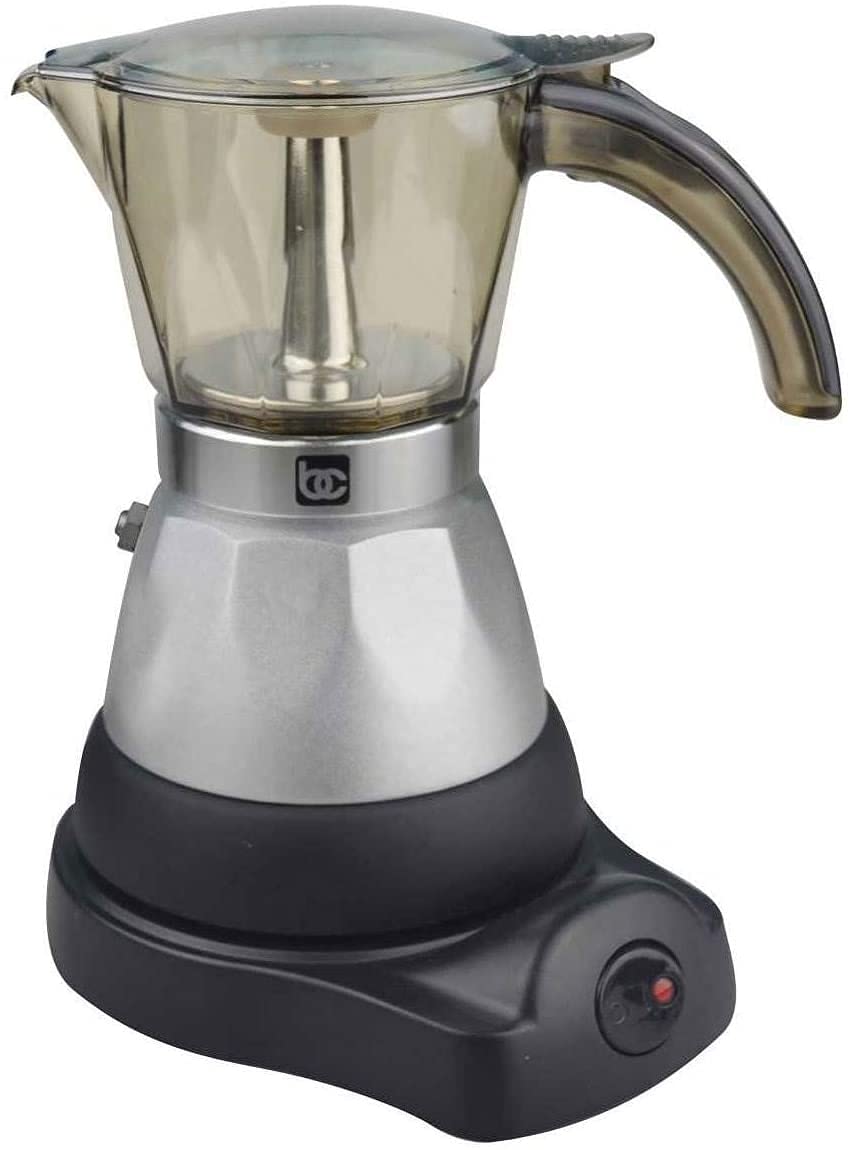 Bene Casa - Black Espresso Coffee Maker with Transparent Carafe - Brews 3 Cups in 5 Minutes - Includes Cool-touch Handle and Automatic Shut Off Feature