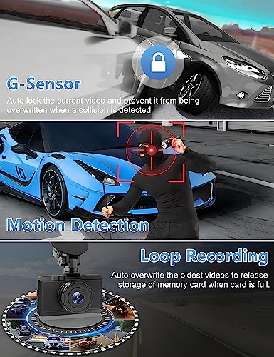 Dash Cam Front and Rear Camera, Otovoda 3Inch Screen WiFi Dash cam, 2.5K+1080P Dash Camera for Cars, Dashboard Camera with Free 64GB SD Card, Type-C Port, Parking Monitor, Super Night Vision