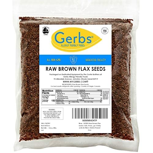 GERBS Raw Brown Flax Seeds 2 LBS. Premium Grade | Freshly Harvested & Packaged in Resealable Bulk Bag | Non-GMO, Keto & Paleo Cleared |High in omega-3 fatty acids & Fiber| Gluten Peanut Free