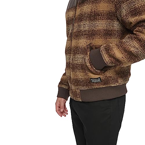 Levi's Men's Mixed Media Western Plaid Bomber Jacket, Brown Ombre