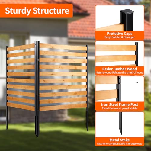 Svarog Air Conditioner Fence,Wood Fence Panels for Outside Units,Privacy Screen Fence Panels Slatted No-Dig Kit Fence Panels for Pool Equipment Enclosure Trash Can Fence Screen,38" W x 42" H,2 Panels