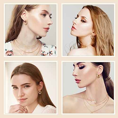 Tiamon 12 Pcs Gold Silver Jewelry Sets for Women Layered Set of Earring Necklace Bracelets for Men Jewelry Gifts(Gentle Style)