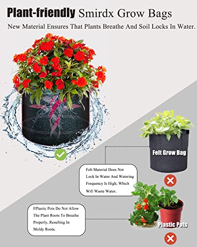 Smirdx 16 Pack 3 Gallon Plant Grow Bags with Handles, Washable Fabric Pot, Durable Reusable Raised Garden Bed for Vegetable, Easy Move Planting Container for Potato, Carrot, Onion, Tomato