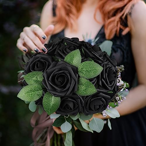AmyHomie Artificial Flowers Green Rose 25pcs Real Looking Fake Roses w/Stem for DIY Wedding Bouquets Centerpieces Arrangements Party Baby Shower Home Decorations