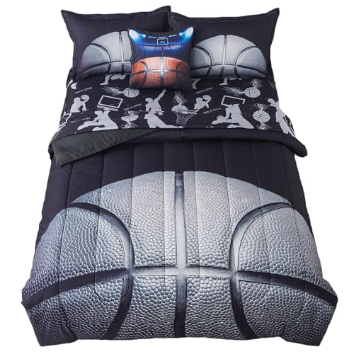 ADASMILE A & S Kids Basketball Comforter Set Twin Size Sports Bedding Sets for Boys Teens 6 Pieces Bed in A Bag Gaming Theme Quilt Set with Ball Sport Sheets and Pillowcases Home Decor