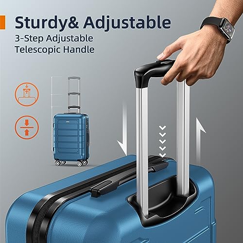 SHOWKOO Luggage Sets Expandable PC+ABS Durable Suitcase Sets Double Wheels TSA Lock White 3pcs