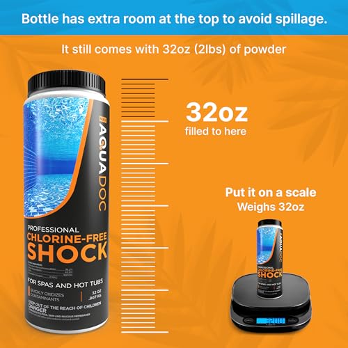 Non-Chlorine Spa Shock for Hot tub - Chlorine Free Tub Treatment & Enhanced to Assist Bromine Suitable Oxidizer Oxidizing by AquaDoc