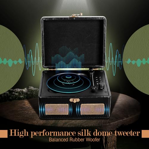 CD Player Portable with Bluetooth, RetroBeat 2200mAH Rechargeable Desktop CD Player for Home with Speakers, AUX Output, USB Mode and TF Card Support, Headphone Output (Black)