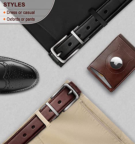 BULLIANT Men's Belt,Reversible Belt Adjustable For Gift Men 1.25”-Cut For Fit-2 Sides in 1 Belt(Not 2)(Black/Purplish Blue,48"-50" Waist Adjustable)