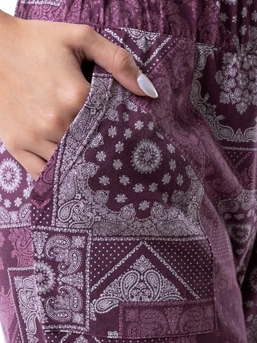 Wrangler Women's Short Sleeve Graphic Tee and Printed Pants Pajama Sleep Set, Amaranth/Paisley