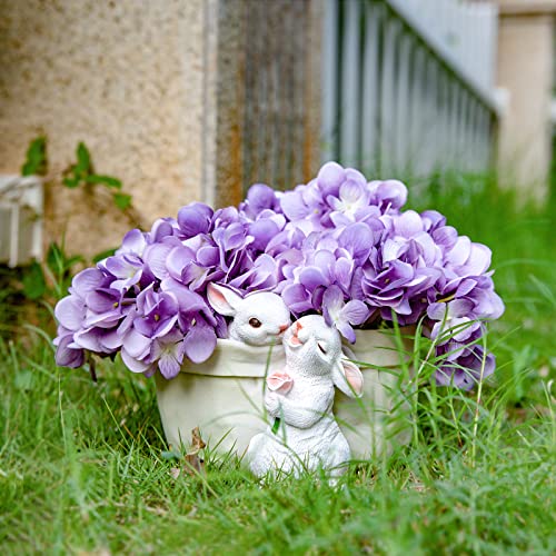 WONDHOME Rabbit Flower Pot Succulent Planter Garden Pots, Bunny Decorative Flower Pot,Animal Shaped Cartoon Planter Pots, Art Decorations for Mom Women (Flower with Drainage Hole)
