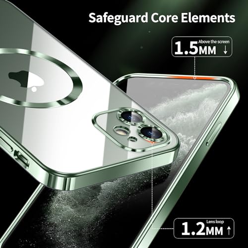 CIBAU YANG Compatible with iPhone 11 Case(Only).Phone case Clear Back Surrounding Plating. Glossy Slim Thin Soft funda capa para Compatible with i11 6.1 inch.Compatible with MagSafe (Deep Green)