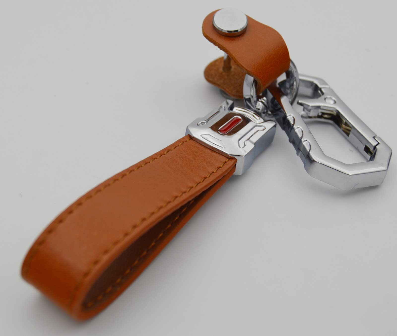 Real Leather Key Fob Cover with Keychain compatible with Honda Civic Accord Pilot CR-V HR V 5 Buttons Ridgeline Passport