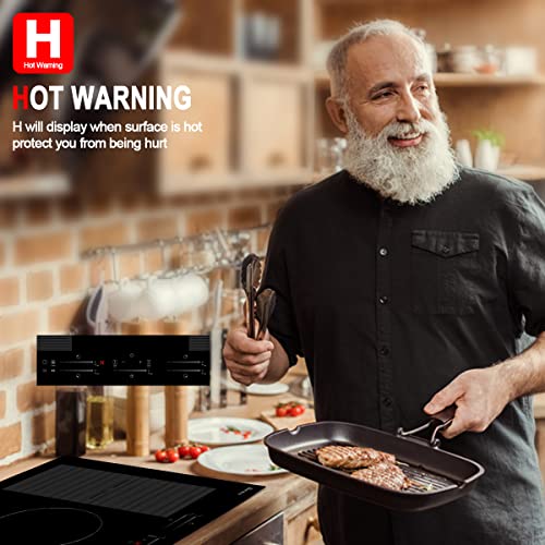 GASLAND Chef 30 Inch Induction Cooktop 5 Burners with Griddle, Rectangular 2-in-1 Cast Iron Grill Pan, Non-Stick & Non-Rust Coating,Built-in Electric Cooktop with Sensor Touch Control, Safety Lock