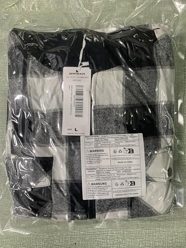 ZENTHACE Flannel Jackets for Men with Hood Sherpa Fleece Lined Zip Up Flannel Shirt Jacket Men Blue S