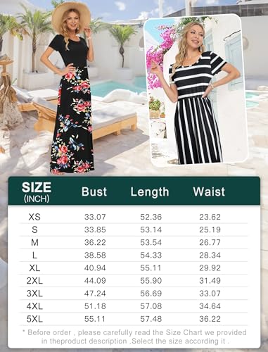 AUSELILY Women's Short Sleeve Loose Plain Casual Long Maxi Dresses for Women 2024 Print Green S