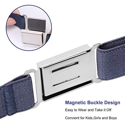 XZQTIVE 3 Pack Kids Adjustable Magnetic Belt Boys Girls Elastic Belt with Easy Magnetic Buckle