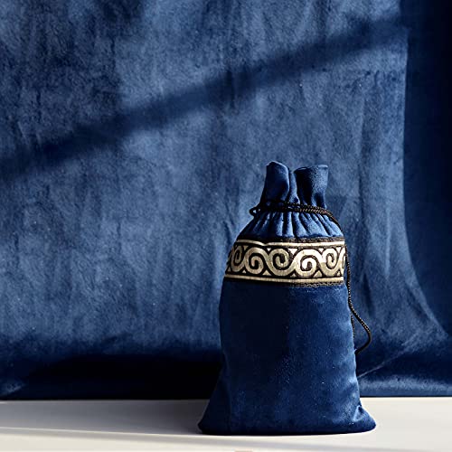 SUTAVIA Retro Altar Tarot Table Cloth Gothic Cards Bag Party Square Table Cover Divination Wicca Lisi Velvet with Tarot Drawstring Pouch Set (Blue, 25.5"x25.5")