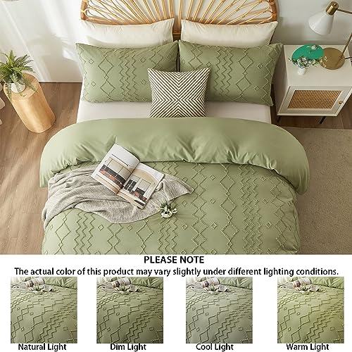 Senville White Duvet Cover Queen Size-Tufted Queen Duvet Cover Set,100% Microfiber Boho Duvet Cover,3PCS Soft and Breathable Textured Shabby Chic Bedding Set with Zipper Closure(White,Queen)