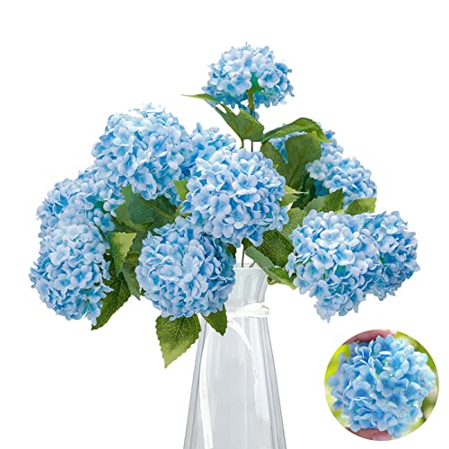 GREENTIME 13” Artificial Hydrangea Flowers Faux Hydrangea Bouquet with 7 Head 3.15” Tiny Hydrangea for Wedding Bouquet Party Home Decor DIY Baby Shower Centerpieces Tables Decoration(Burgundy)