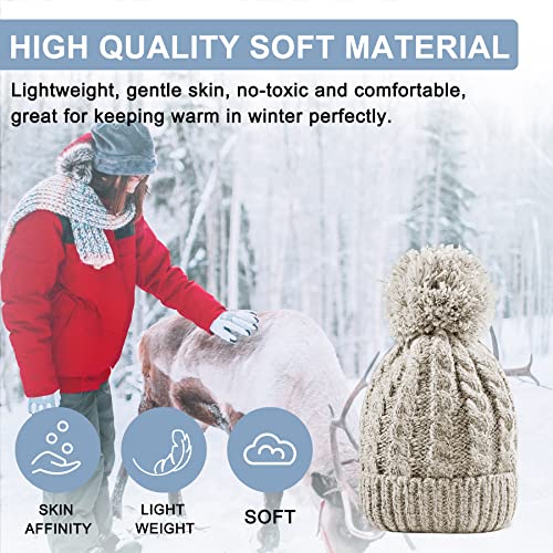 Women's Winter Beanie Warm Fleece Lining - Thick Slouchy Cable Knit Skull Hat Ski Cap (Cream)