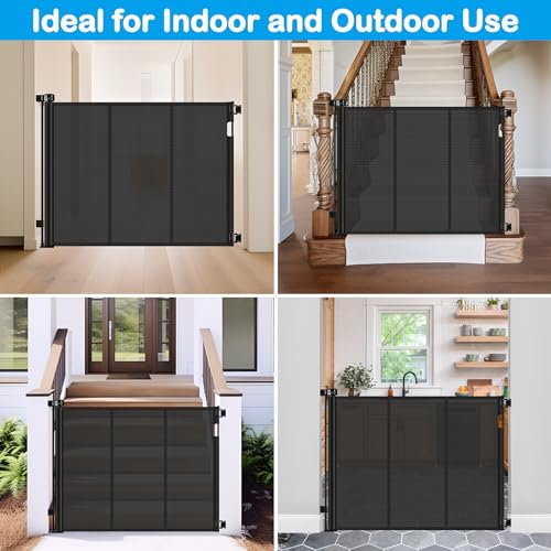 Reinforced 42 Inch Extra Tall Retractable Dog Gate with Reinforced Strips Retractable Baby Gates Extra Tall Dog Gate Outdoor Retractable Gate Extra Tall Pet Gate Tall Retractable Gates for Dogs Indoor