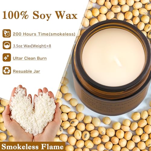 8 Pack Candles for Home Scented, Aromatherapy Jar Candle Gifts for Women, Natural Soy Wax Amber Candles Set, Scented Candles Set for Birthday Valentine Mother's Thanksgiving Day Present