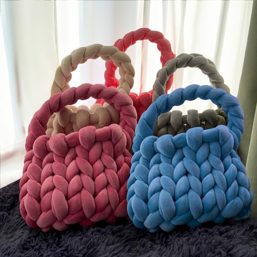 WKLOUYHE Woven Bags for Women Woven Handbag Handmade Totes Shoulder Bag Trendy Purse Gift for Women Beige