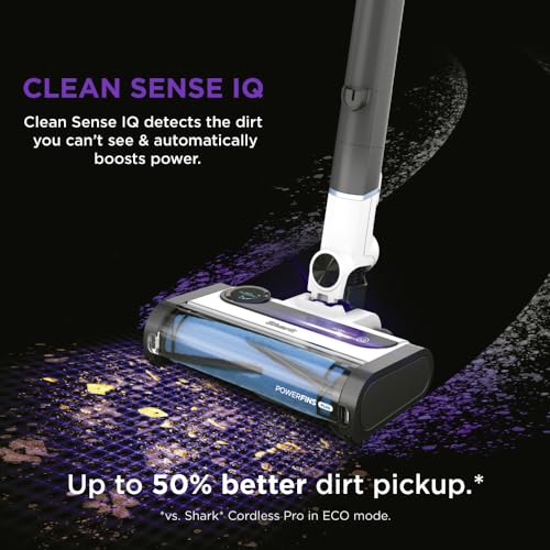 Shark IZ562H Pro Cordless Vacuum with Clean Sense IQ and Odor Neutralizer, PowerFins Plus Brushroll, Includes Duster Crevice Pet Multi Tool, Up To 40 Minute Runtime, Light Blue, Without MultiFLEX